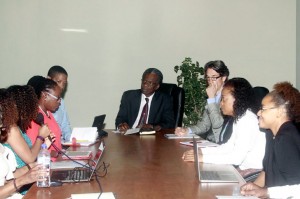 Young professionals in the Caribbean-Canada Emerging Leaders Programme listen attentively to THA Chief Secretary Orville London during his presentation at the Victor E Bruce Financial Complex, Scarborough on Tobago’s drive towards self-determination. Photos courtesy THA.